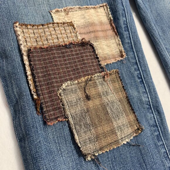 Michael Kors Jeans Boho Neutral Patched Ankle Gold Chain Refashioned Womens 14 - Picture 5 of 11